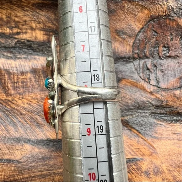 Spiny Oyster & Turquoise Butterfly Statement Ring925 SterlingSize 8